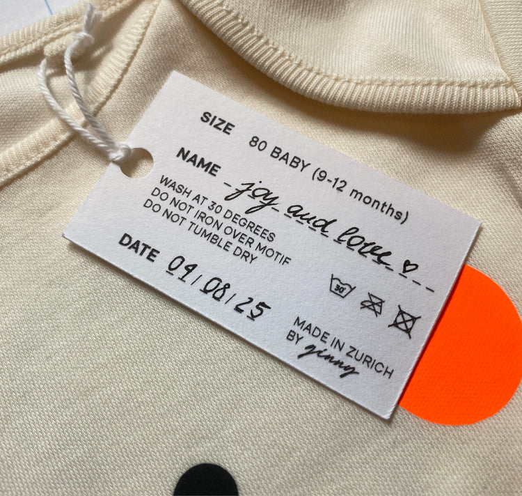 GINNY - Body per neonati unico "Gioia e amore" (arancione neon)