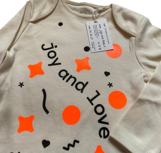 GINNY - Body per neonati unico "Gioia e amore" (arancione neon)