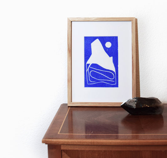 Cynthia Häfliger - Linoldruck "Bergmond"