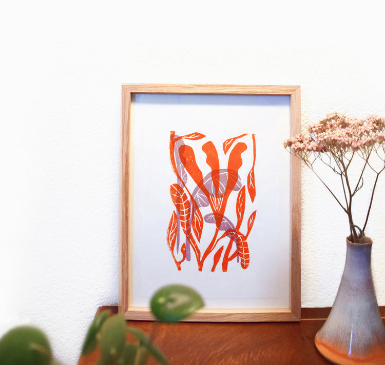 Cynthia Häfliger - Linoprint "Fiore in rosso"