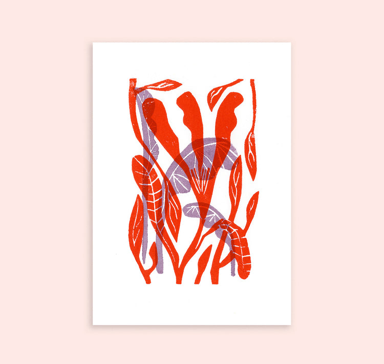 Cynthia Häfliger - Linoprint "Fiore in rosso"