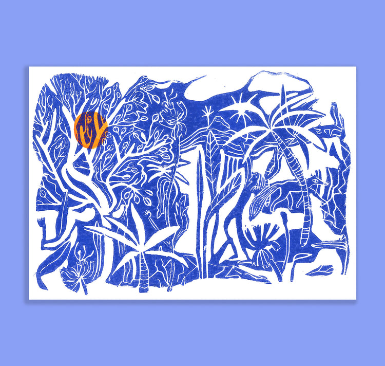 Cynthia Häfliger - Linoldruck "Nacht" (zweifarbig)