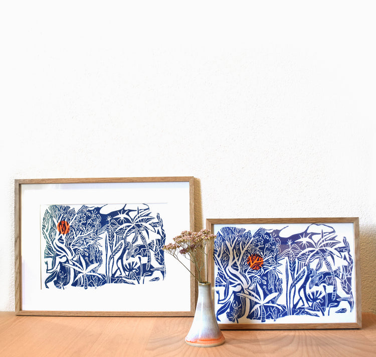 Cynthia Häfliger - Linoldruck "Nacht" (zweifarbig)