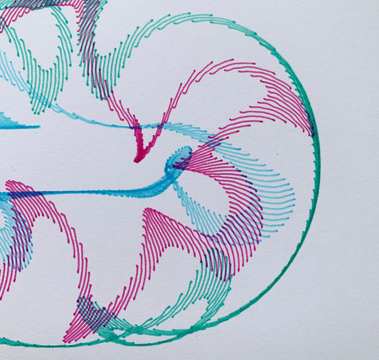 David Odermatt - Plakat (Penplot) "Choreo" (Magenta, Mint, Blau)