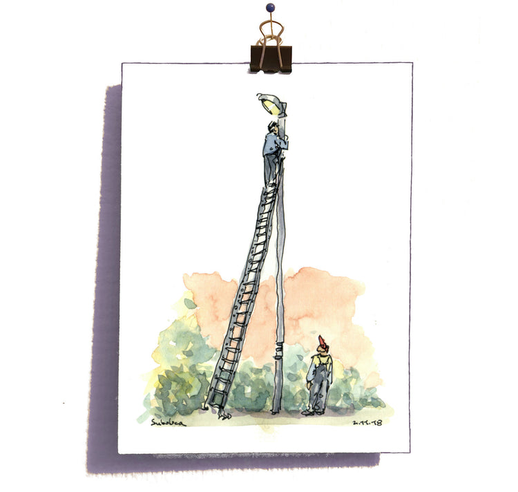 Elias Nell - Postkarte "Lampenputzer"