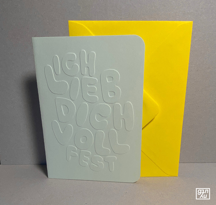 GINNY - Biglietto in rilievo "Ti amo così tanto" (Giallo menta)