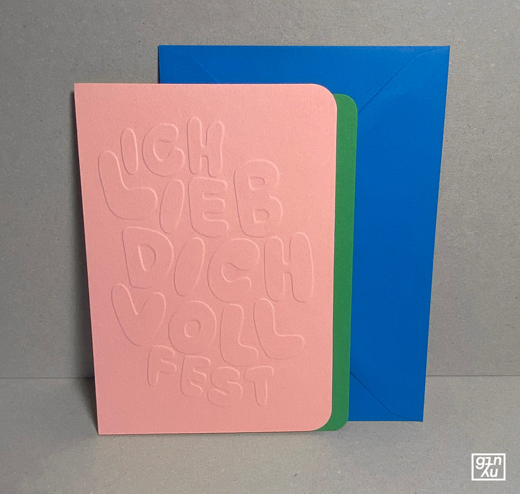 GINNY - Biglietto in rilievo "Ti amo così tanto" (rosa blu)