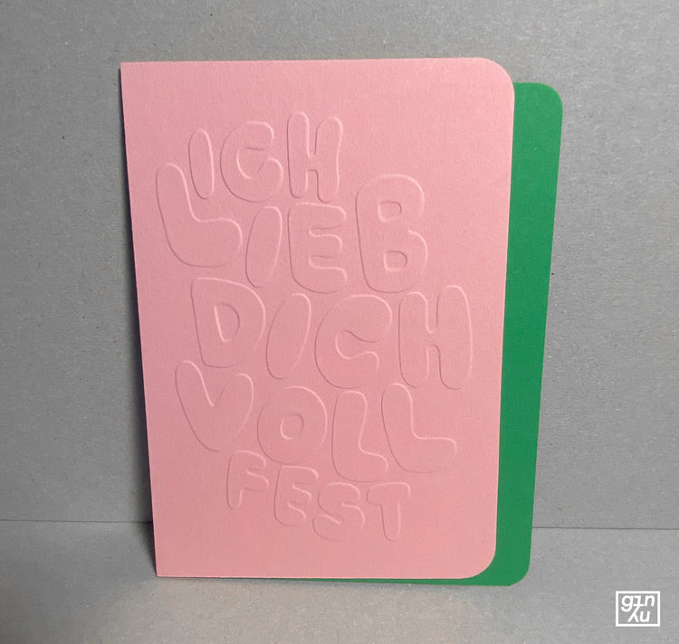 GINNY - Biglietto in rilievo "Ti amo così tanto" (rosa blu)