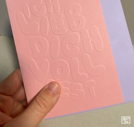 GINNY - Biglietto in rilievo "Ti amo così tanto" (rosa viola)