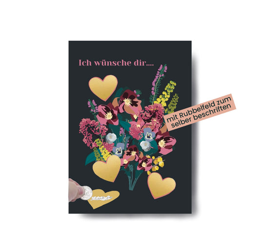 Karin Lena Schmid - Postkarte "Ich wünsche dir…." (mit Rubbeletikett)