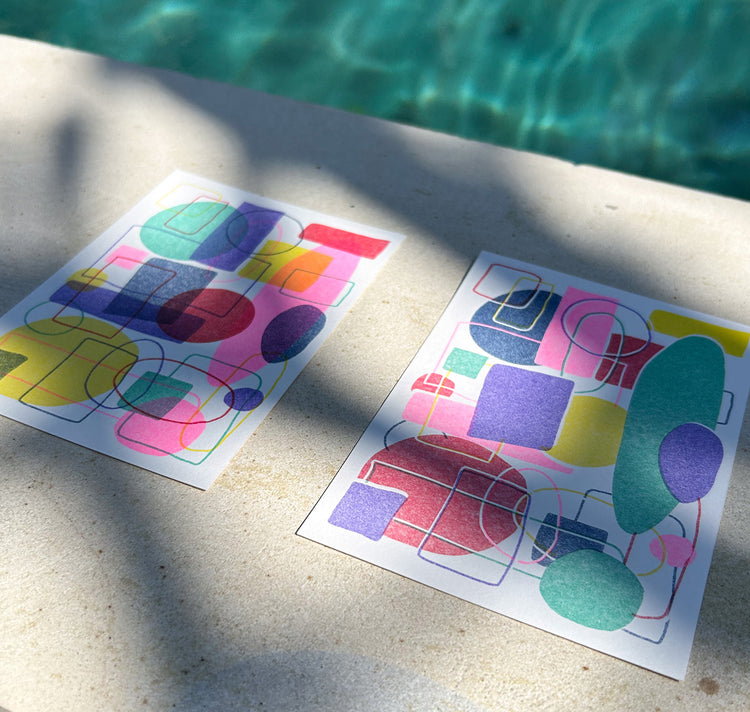 Aline Meier - Riso Postkarte A6 2er Set "WILD TRIP"