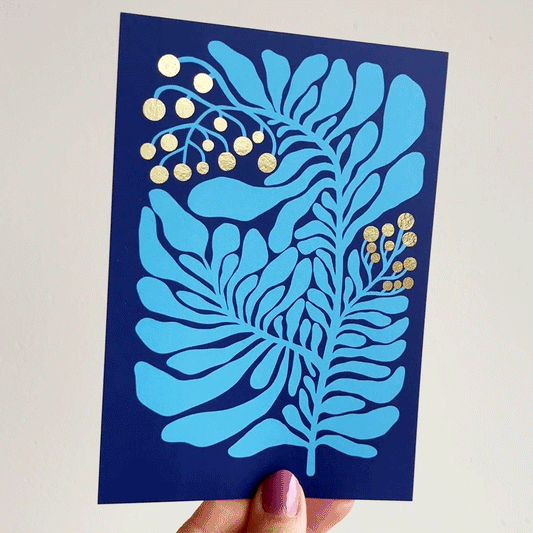 Jolanda Epprecht - Postkarte "Beere Blau" (Gold)