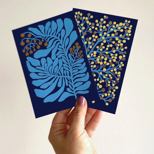 Jolanda Epprecht - Postkartenset „Beeren Blau Gold“