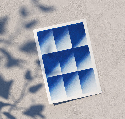 Julia Jenny - Karte "Raster 9" (blau)