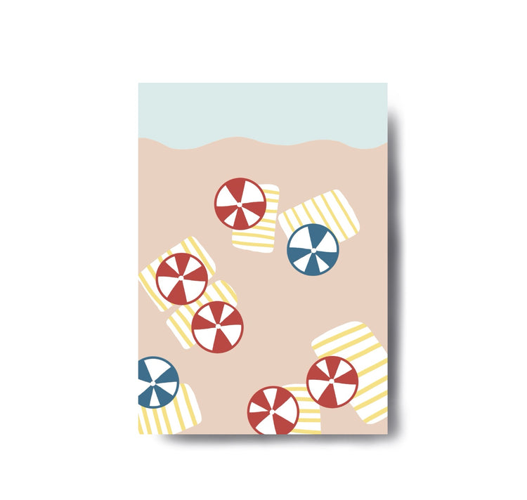 Karin Lena Schmid - Postkarte "Sonnenschirme am Strand"