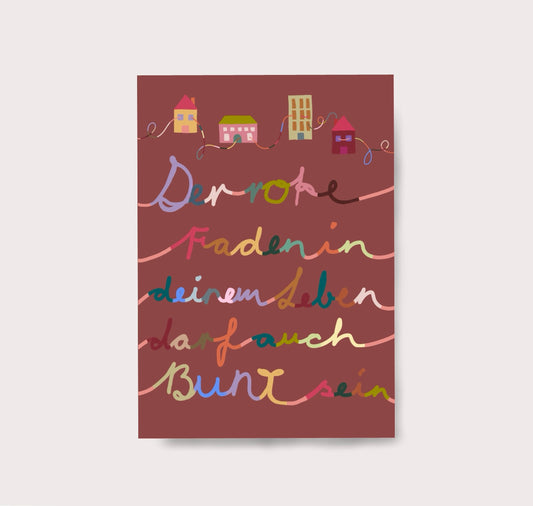 Karin Lena Schmid - Postkarte "Der bunte Faden"