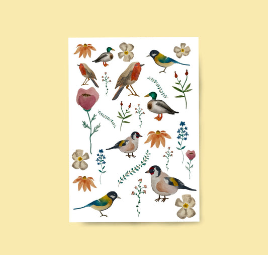 Karin Lena Schmid - Postkarte "Diverse Aquarell-Vögel"