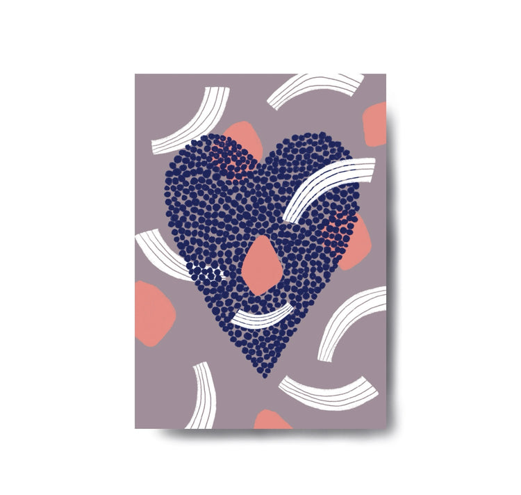 Karin Lena Schmid - Postkarte "Punktherz lila"
