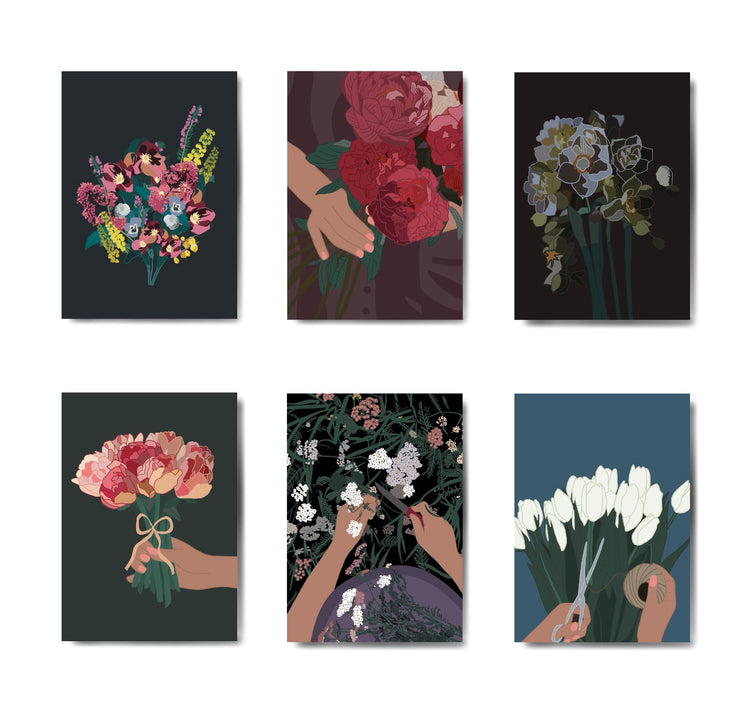 Karin Lena Schmid - Postkartenset "Blumiges 1"