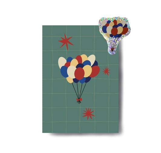 Karin Lena Schmid - Postkarte und Sticker Set "Ballone"
