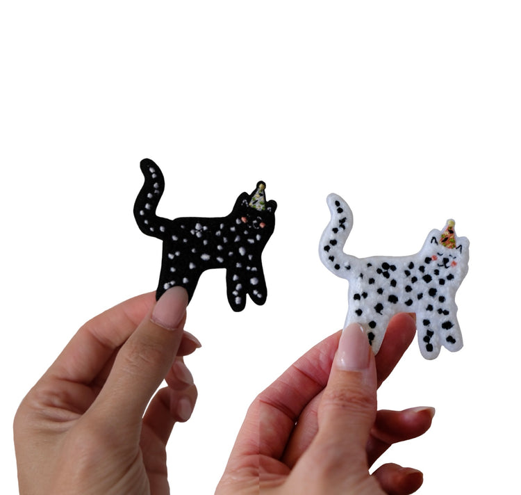 Karin Lena Schmid - Set "2 Partykatzen" (Patches/Chenille Aufbügler)