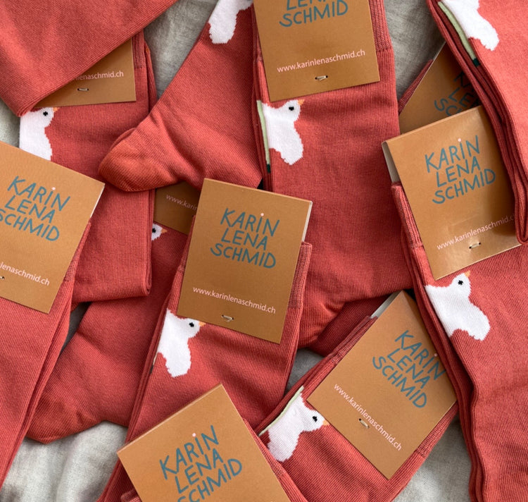 Karin Lena Schmid - Calzini "Uccello e fiore"