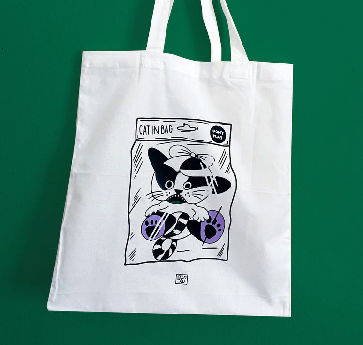 GINNY - Borsa in cotone unica "Gatto nella borsa"