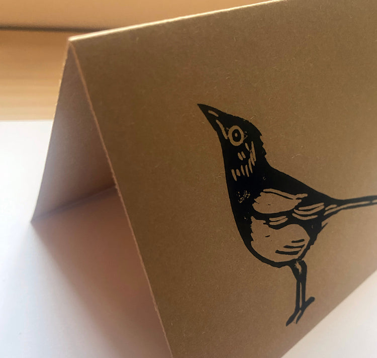 GINNY - Karte „Die Elster“, Linoldruck