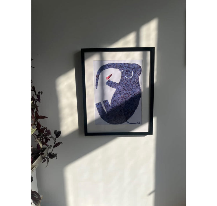 Martina Walther - Poster "Elefante con uccello"