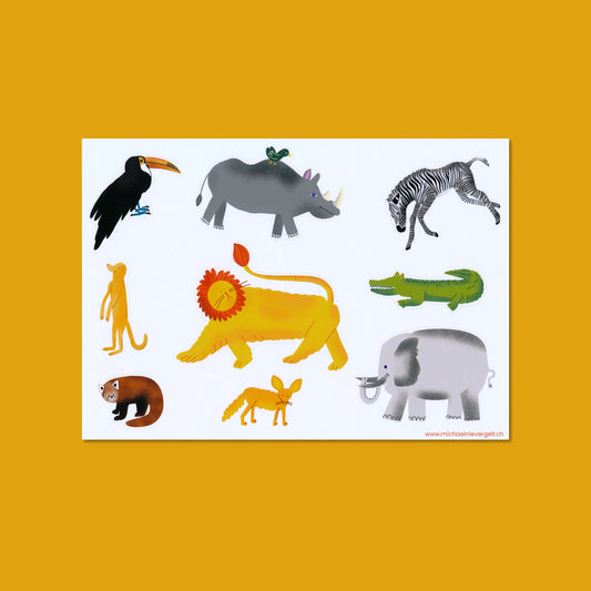 Michael Nievergelt - Stickerbogen "Zootiere"