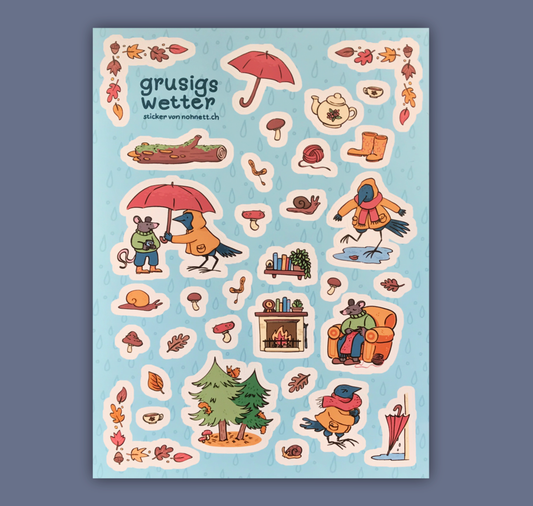 Noh Nett - Stickerbogen "Gruusigs Wetter"