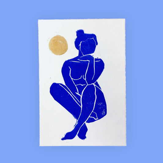 arion illustrated - Carta Linoleografia Originale "Dora Blau"