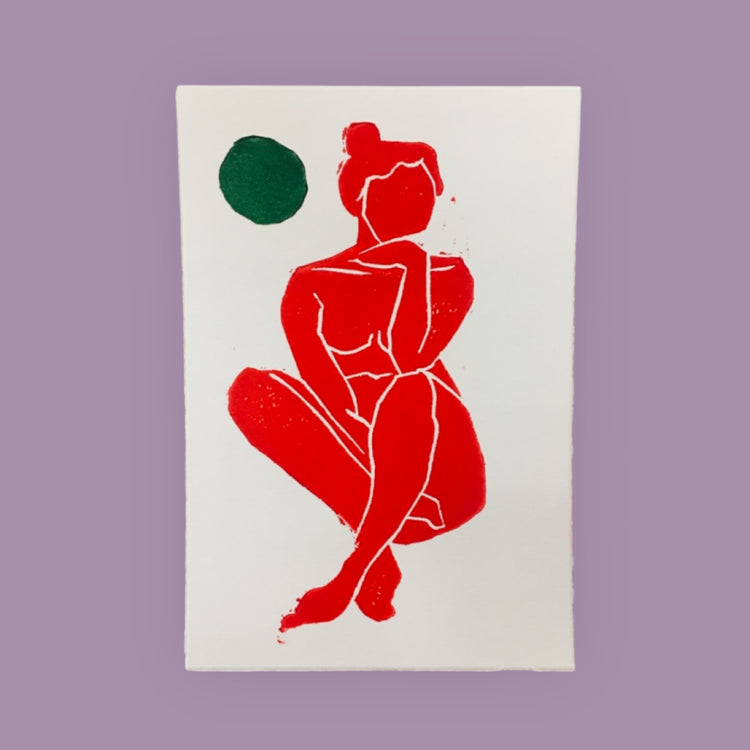 arion illustrated - Carta Linoleografia Originale "Dora Red"