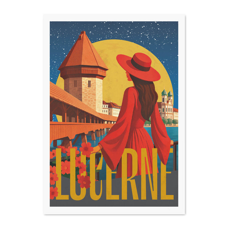 Clarissa Schwarz - Postkarte "Lucerne, Kapellbrücke"