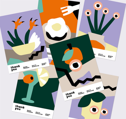 GINNY - Set di cartoline "Grazie" (6 cartoline)