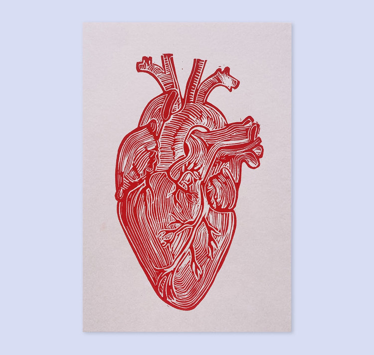 GINNY - Carte „Das rote Herz“, linogravure