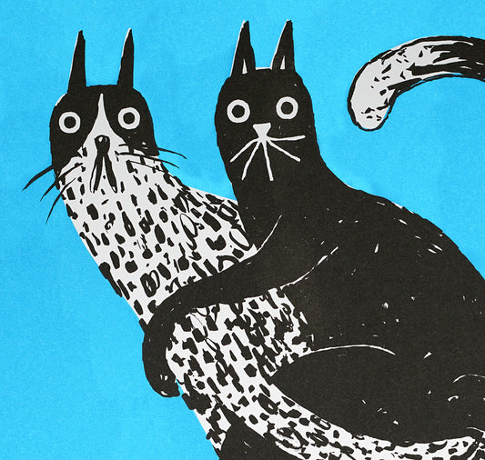 Anna-Lisa Schneeberger - Plakat " Katzen blau Huckepack"