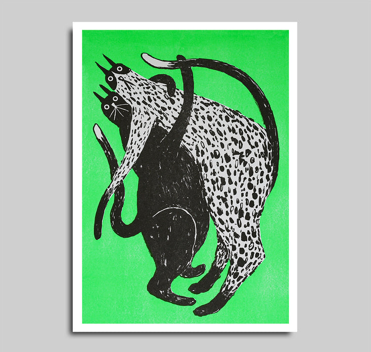 Anna-Lisa Schneeberger - Poster "Gatti" (verde neon)