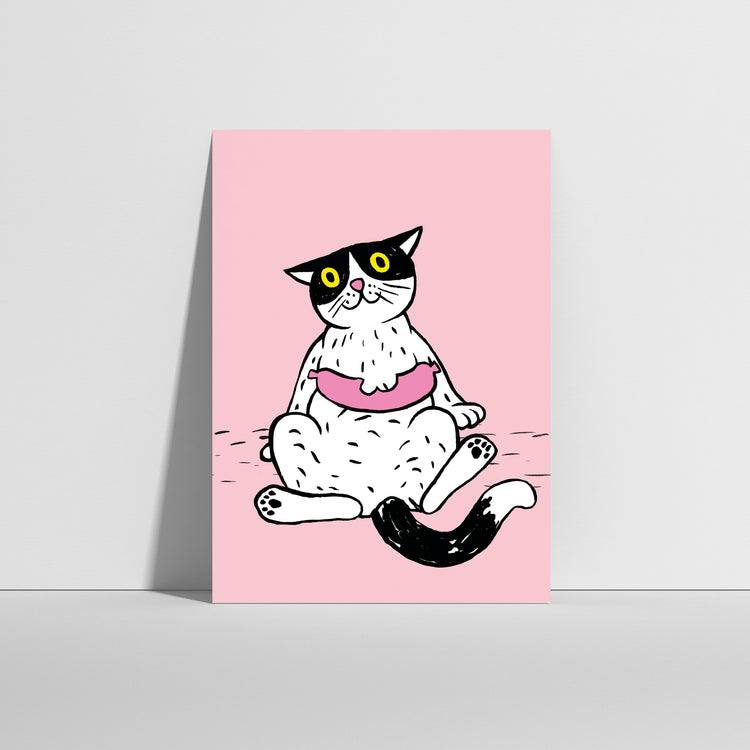 Anna-Lisa Schneeberger - Postkarte "Büsi mit Wurst"