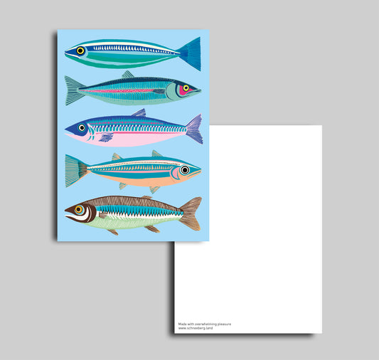 Anna-Lisa Schneeberger - Postkarte "Fische blau"