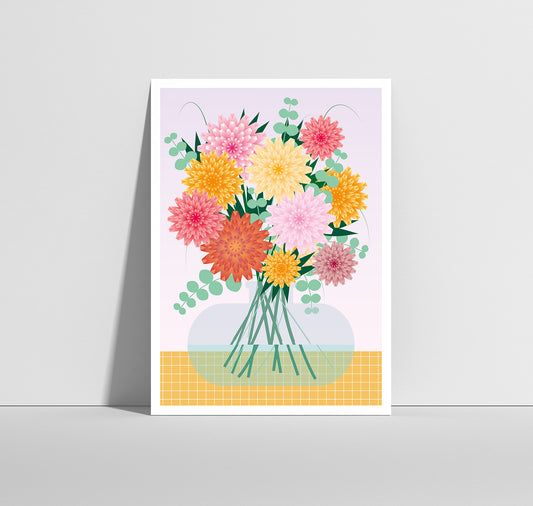 Anna-Lisa Schneeberger - Postkarte "Blumenstrauss Chrysanthemen"