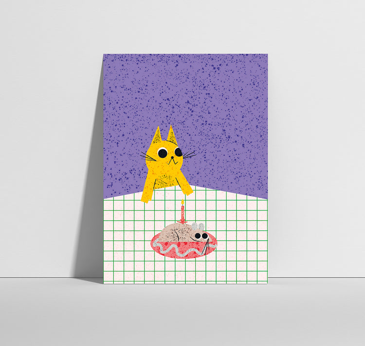 Anna-Lisa Schneeberger - Cartolina "Gatto con torta"