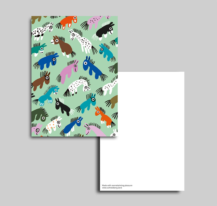 Anna-Lisa Schneeberger - Cartolina "Ponies" (verde)
