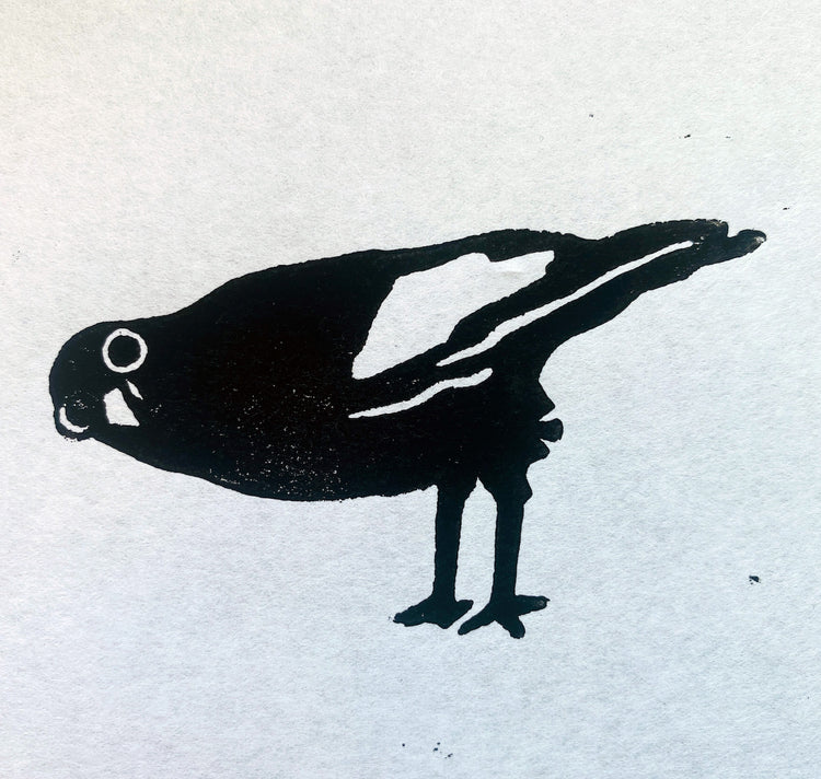 GINNY - Biglietto - Linoleografia "Uccello strano"