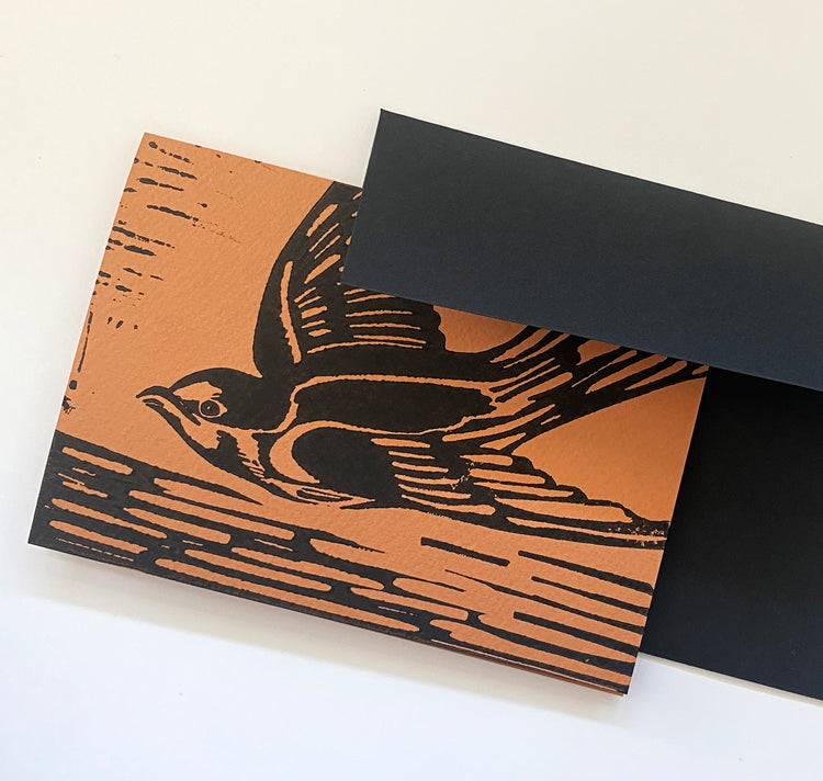 GINNY - Biglietto "Rondine Linoleografia"