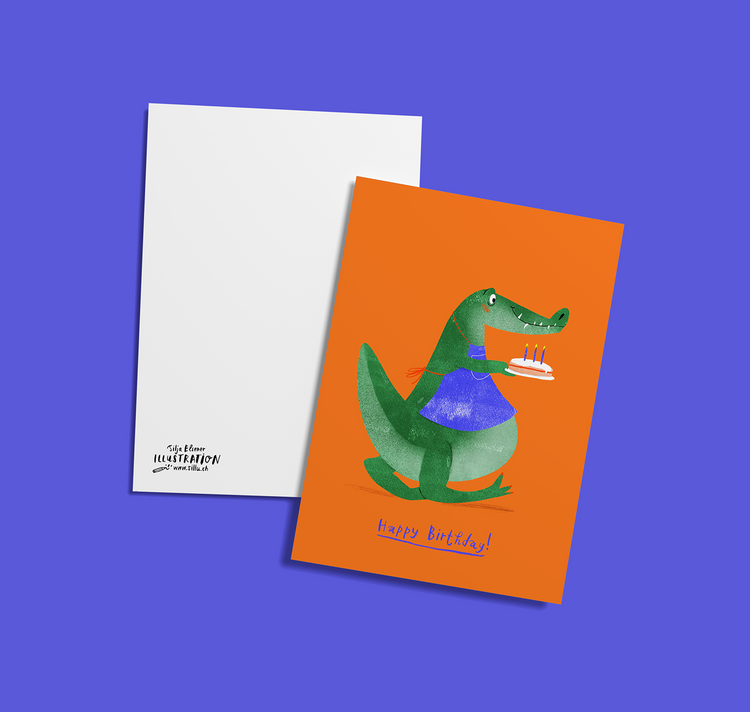 Silja Elsener - Karte "Happy Birthday Krokodil"