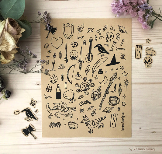 Yasmin König - Stickerbogen "Mystische Angelegenheiten"