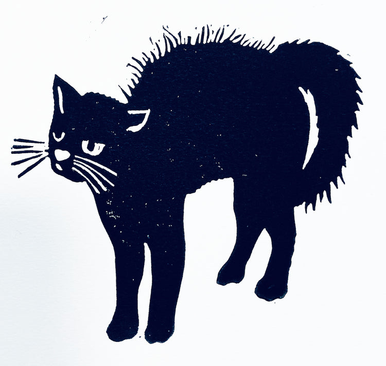 GINNY - Karte „Struppi de Kater“, Linoldruck