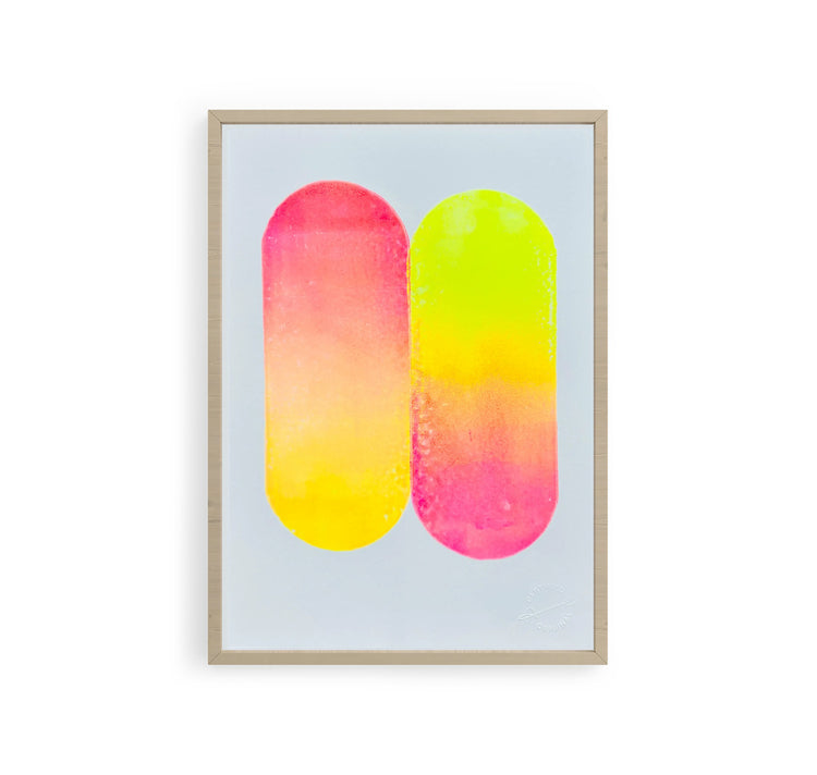 Anne Treichel - Plakat "Lino Pill" (pinkgelb)