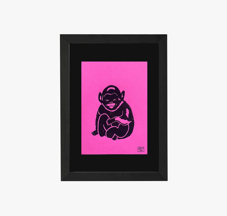 GINNY - Biglietto - Linoleografia "Scimmia divertente"